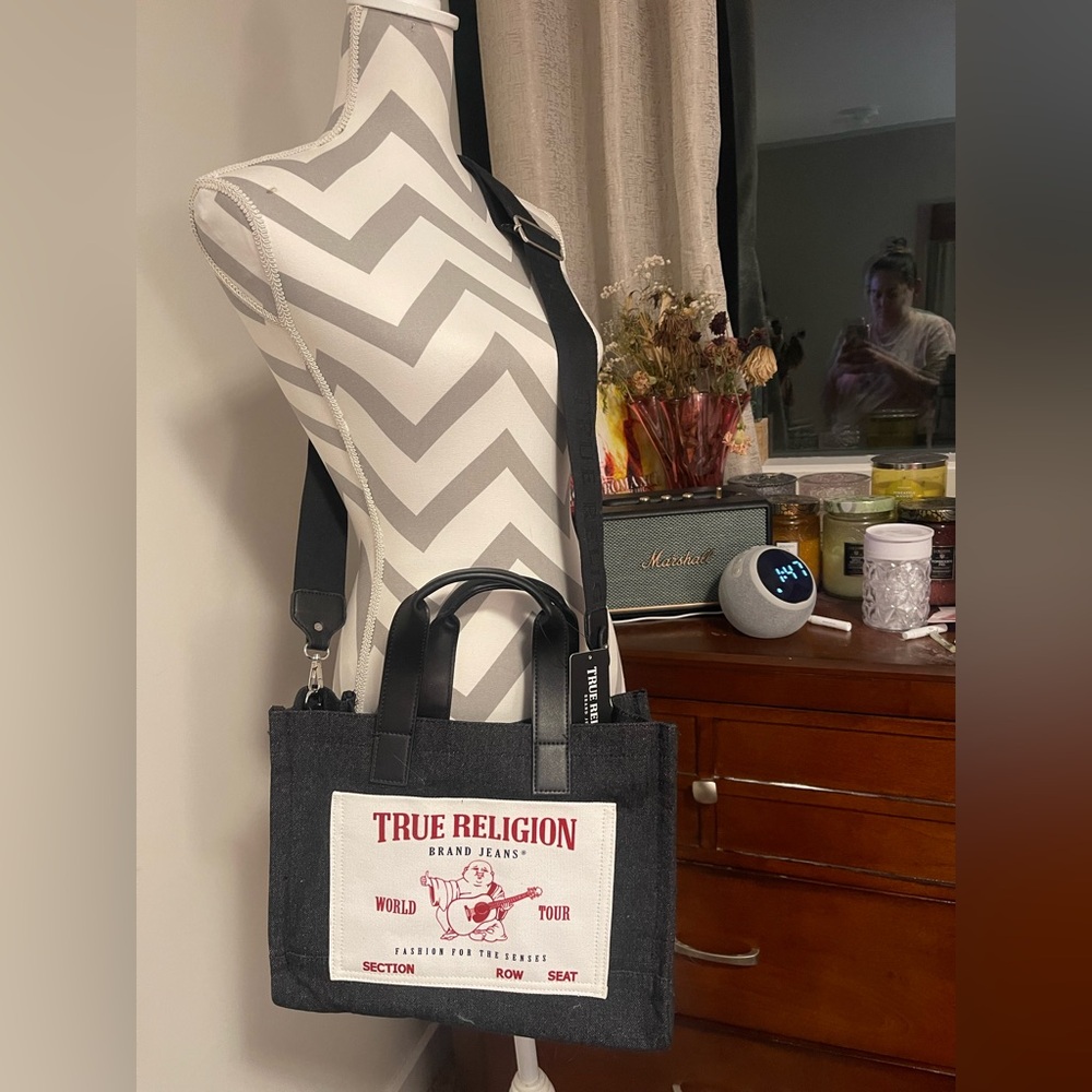 True Religion Black and White Tote Bag